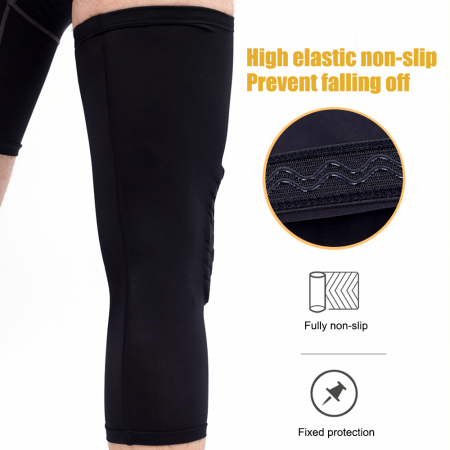 Set 2 Genunchiere Elastice cu Tampon de Protectie Luxer pentru baschet/volei/handbal, Unisex, 46 cm, Negru, genunchiere ortopedice decathlon pentru baschet volei handbal nike tarmak compresive nike pentru suport al genunchiului si al ligamentelor medicale ieftin luxer [7]