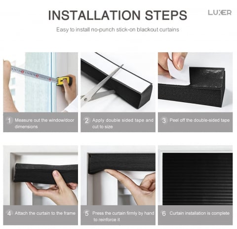 Set 3 Jaluzele Plisate cu Sistem de Prindere Autoadeziv Luxer, Dimensiuni 150X60 cm, Negru, jaluzele geamuri mansarda rulou dedeman velux leroy merlin pentru ferestre interior hornbach ieftine luxer [10]