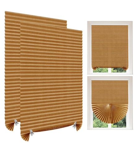 Set 2 Jaluzele Plisate cu Sistem de Prindere Autoadeziv Luxer, Dimensiuni 90x180 cm, Nude, jaluzele geamuri mansarda rulou dedeman velux leroy merlin pentru ferestre interior hornbach ieftine luxer