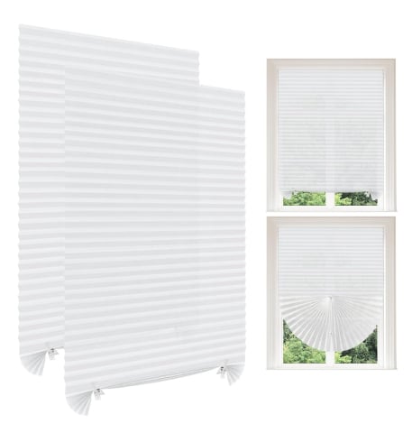 Set 2 Jaluzele Plisate cu Sistem de Prindere Autoadeziv Luxer, Dimensiuni 90x180 cm, Alb, jaluzele geamuri mansarda rulou dedeman velux leroy merlin pentru ferestre interior hornbach ieftine luxer