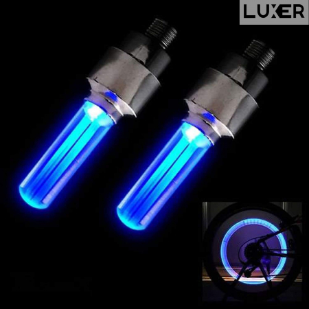 Set 2 Lumini LED pentru Roata Bicicleta/Masina/Motocicleta, cu Ventil, Alimentare: Baterii, Multiple Culori, Luxer, set lumini biciclete, motoare, masini fata spate pentru roata puternice dechatlon auchan carrefour emag fata spate luxer [3]