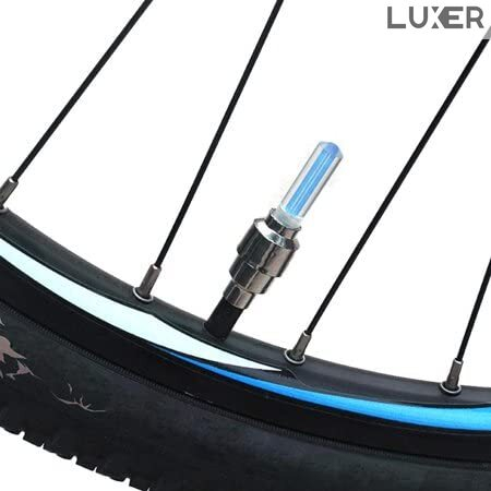 Set 2 Lumini LED pentru Roata Bicicleta/Masina/Motocicleta, cu Ventil, Alimentare: Baterii, Multiple Culori, Luxer, set lumini biciclete, motoare, masini fata spate pentru roata puternice dechatlon auchan carrefour emag fata spate luxer [7]
