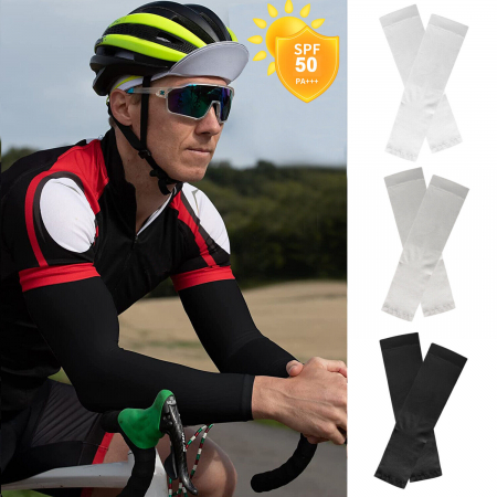 Set 2 Maneci Sport Unisex cu Protectie UV Luxer, Marime Universala, protectie auto, alergat, ciclism, pescuit, Negru, maneca protectie solara uv manusi fortbal alergat decathlon ieftine universale emag luxer [8]