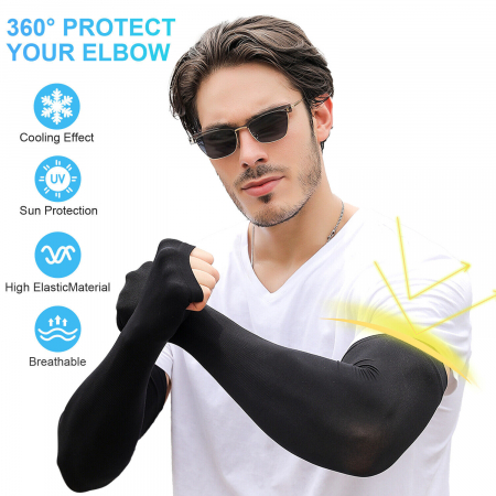 Set 2 Maneci Sport Unisex cu Protectie UV Luxer, Marime Universala, protectie auto, alergat, ciclism, pescuit, Negru, maneca protectie solara uv manusi fortbal alergat decathlon ieftine universale emag luxer [6]