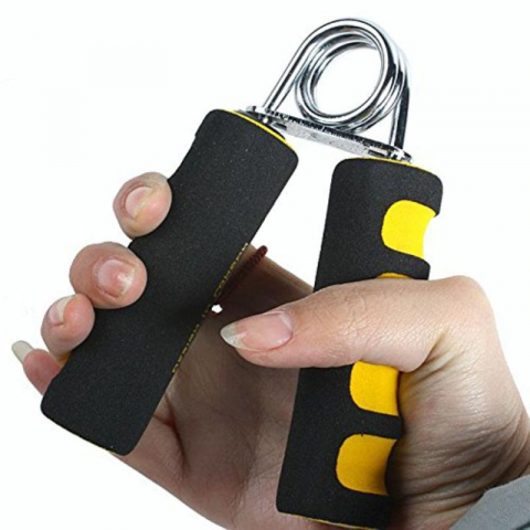 Aparate Fitness - Set 2 x Flexor Tonifiere Antebrat si Intarire Musculatura Incheietura Mainii, Arc Rezistent din Otel si Manere din Spuma, Dimensiuni 13x9.5 cm, Negru/Galben,Luxer, Decathlon, Intersport, Hervis