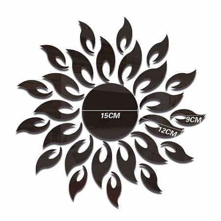 Set 27 oglinzi acrilice decorative Luxer, Model Soare cu 26 raze, Auriu, Argintiu, Negru 50x50 cm oglinda perete hol dedeman jysk mare ikea rotunda dormitor decorativa emag ieftina pentru living autoadeziva de lipit rezistenta la socuri din acril luxer [7]