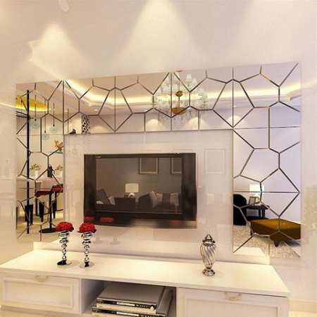 Set oglinzi acrilice model geometric Luxer oglinzi decorative de perete oglinda hol oglinzi dedeman pentru camera din acril decorativa ikea decor mobexpert jysk emag dormitor living autoadezive oglinda moderne rezistente auriu 50x50 cm [8]
