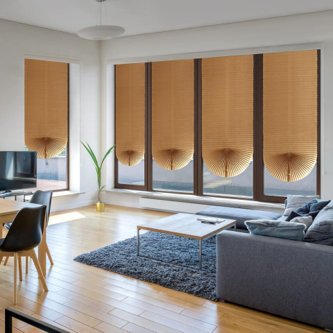 Set 3 Jaluzele Plisate cu Sistem de Prindere Autoadeziv Luxer, Dimensiuni 90x180 cm, Nude, jaluzele geamuri mansarda rulou dedeman velux leroy merlin pentru ferestre interior hornbach ieftine luxer [2]