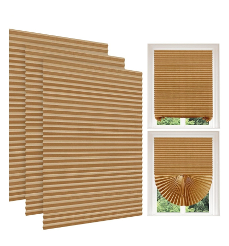 Set 3 Jaluzele Plisate cu Sistem de Prindere Autoadeziv Luxer, Dimensiuni 90x180 cm, Nude, jaluzele geamuri mansarda rulou dedeman velux leroy merlin pentru ferestre interior hornbach ieftine luxer