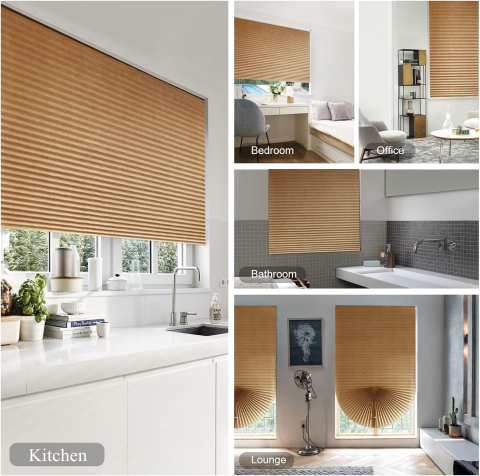 Set 3 Jaluzele Plisate cu Sistem de Prindere Autoadeziv Luxer, Dimensiuni 90x180 cm, Nude, jaluzele geamuri mansarda rulou dedeman velux leroy merlin pentru ferestre interior hornbach ieftine luxer [5]