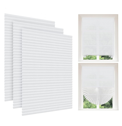 Set 3 Jaluzele Plisate cu Sistem de Prindere Autoadeziv Luxer, Dimensiuni 90x180 cm, Alb, jaluzele geamuri mansarda rulou dedeman velux leroy merlin pentru ferestre interior hornbach ieftine luxer