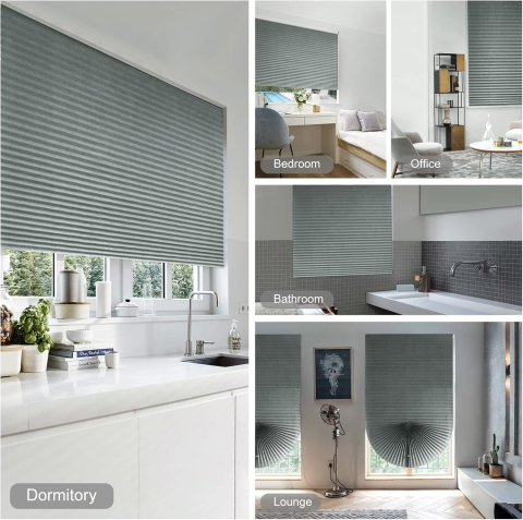 Set 3 Jaluzele Plisate cu Sistem de Prindere Autoadeziv Luxer, Dimensiuni 90x180 cm, Gri, jaluzele geamuri mansarda rulou dedeman velux leroy merlin pentru ferestre interior hornbach ieftine luxer [5]