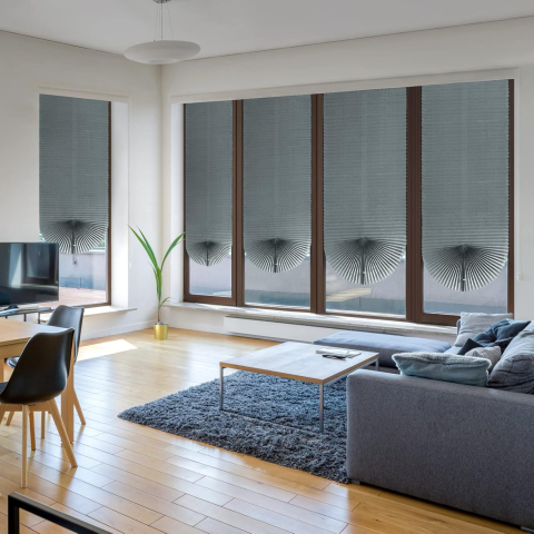 Set 3 Jaluzele Plisate cu Sistem de Prindere Autoadeziv Luxer, Dimensiuni 90x180 cm, Gri, jaluzele geamuri mansarda rulou dedeman velux leroy merlin pentru ferestre interior hornbach ieftine luxer [2]