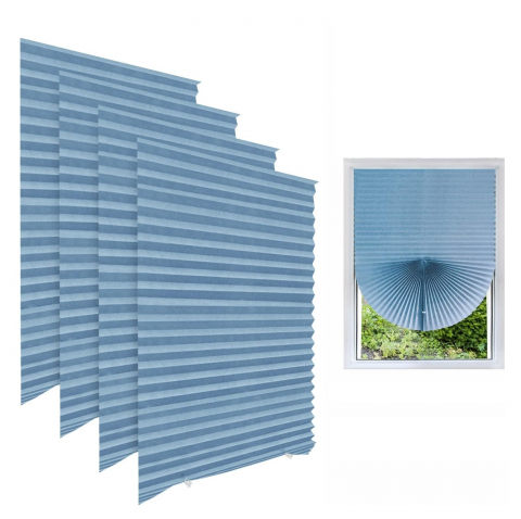 Set 4 Jaluzele Plisate cu Sistem de Prindere Autoadeziv Luxer, Dimensiuni 150X60 cm, Albastru, jaluzele geamuri mansarda rulou dedeman velux leroy merlin pentru ferestre interior hornbach ieftine luxer