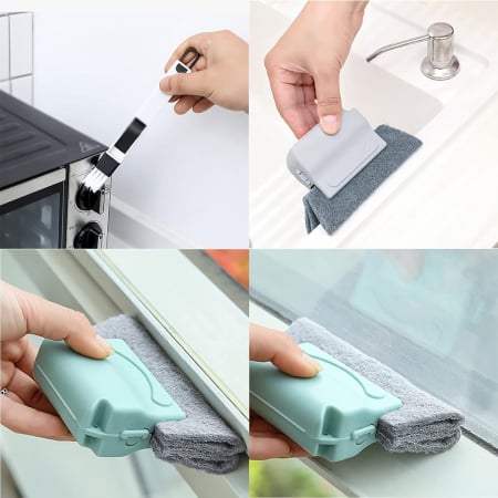 Set 3 Lavete cu Maner + 2 Perii + 2 Mini-Farase Pentru Curatare Tamplarie PVC, Geamuri Termopan, Jaluzele, Grile de Ventilatie Si Alte Locuri Greu Accesibile, Luxer, kit curatare locuri greu accesibile hornbach emag jysk leroy pepco ieftin luxer [8]