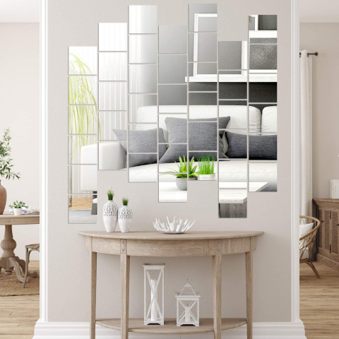 Oglinzi Acrilice  Decorative - set-32-oglinzi-acrilice-autoadezive-patrate-15x15-cm-silver-luxer-ibs0059