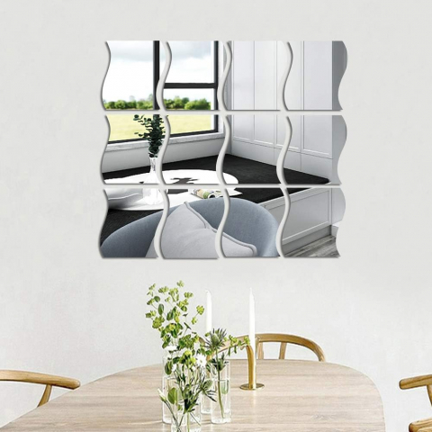 Oglinzi Acrilice  Decorative - Set oglinzi acrilice valuri Luxer oglinzi decorative de perete oglinda hol oglinzi dedeman pentru camera din acril decorativa ikea decor mobexpert jysk emag dormitor living autoadezive oglinda aurie moderne rezistente auriu