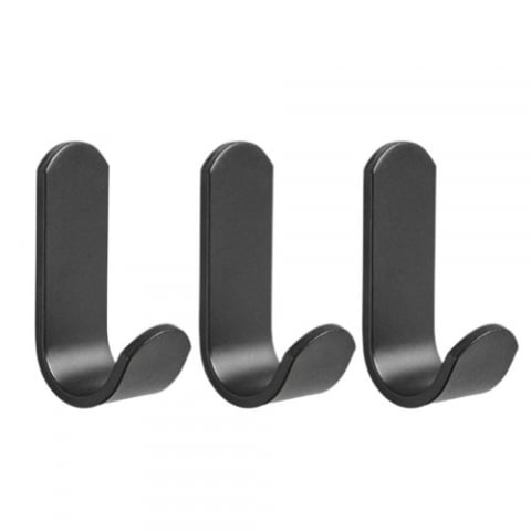 Set 3 Suporti Autoadezivi Rezistenti pentru Perete, Tip Carlig, pentru Agatare Propsop/Haine/Chei, Universal, Rezistenti la Umezeala, Lungime 7cm, Metal, Black, Luxer [8]