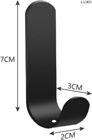 Set 3 Suporti Autoadezivi Rezistenti pentru Perete, Tip Carlig, pentru Agatare Propsop/Haine/Chei, Universal, Rezistenti la Umezeala, Lungime 7cm, Metal, Black, Luxer [9]