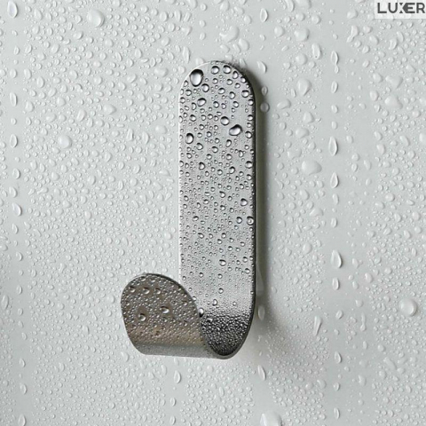 Set 3 Suporti Autoadezivi Rezistenti pentru Perete, Tip Carlig, pentru Agatare Propsop/Haine/Chei, Universal, Rezistenti la Umezeala, Lungime 7cm, Metal, Silver, Luxer [3]
