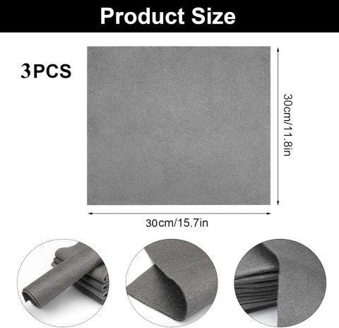 Set 3 lavete din microfibră Luxer 30x30 cm, gri, fără scame și ultra-absorbante, ideale pentru curățarea suprafețelor din sticlă, inox și auto. [7]
