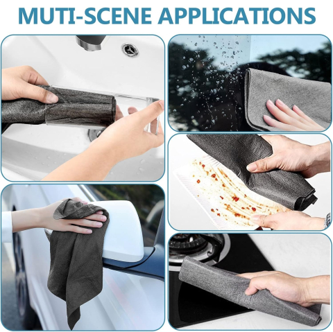 Set 3 lavete din microfibră Luxer 30x30 cm, gri, fără scame și ultra-absorbante, ideale pentru curățarea suprafețelor din sticlă, inox și auto. [1]