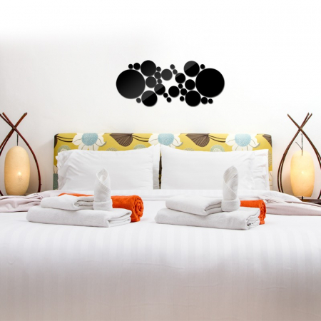 Set 31 oglinzi acrilice decorative Luxer, Oglinda Decorativa Perete/Mobila pentru Hol Living Baie, Model Buline, Autocolant, 5 Dimensiuni, Argintiu/Negru, oglinzi decorative pentru perete rotunde model bulina pentrun hol living ieftine din acril rezistente ikea jumbo hornbach luxer [23]