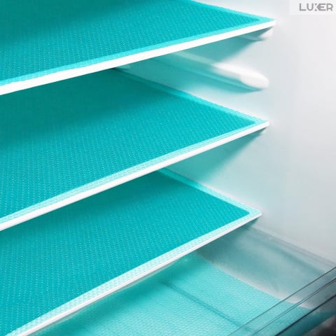 Toate Produsele - Set 4 Covorase Antiderapante Pentru Protectie Rafturi Frigider sau Sertare, Anti-Mucegai, Table Placemats, Material Impermeabil, Dimensiuni 45x29 cm, Albastru, Luxer, Folie Protectie Rafturi Dulap, Antibacteriene, Covoras Pentru Pastrarea Prospetimii, Covoras Frigider