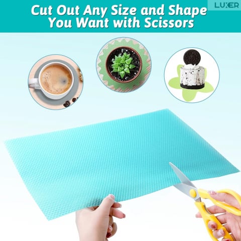 Set 4 Covorase Antiderapante Pentru Protectie Rafturi Frigider sau Sertare, Anti-Mucegai, Table Placemats, Material Impermeabil, Dimensiuni 45x29 cm, Albastru, Luxer, Folie Protectie Rafturi Dulap, Antibacteriene, Covoras Pentru Pastrarea Prospetimii, Covoras Frigider [10]