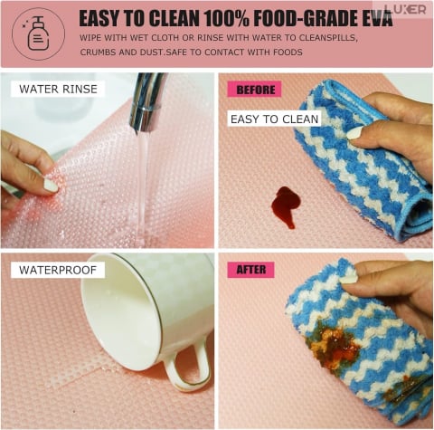 Set 4 Covorase Antiderapante Pentru Protectie Rafturi Frigider sau Sertare, Anti-Mucegai, Table Placemats, Material Impermeabil, Dimensiuni 45x29 cm, Roz, Luxer, Folie Protectie Rafturi Dulap, Antibacteriene, Covoras Pentru Pastrarea Prospetimii, Covoras Frigider [9]