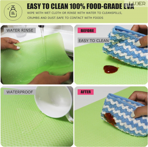 Set 4 Covorase Antiderapante Pentru Protectie Rafturi Frigider sau Sertare, Anti-Mucegai, Table Placemats, Material Impermeabil, Dimensiuni 45x29 cm, Verde, Luxer, Folie Protectie Rafturi Dulap, Antibacteriene, Covoras Pentru Pastrarea Prospetimii, Covoras Frigider [5]