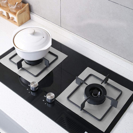Set 4 folii cu Teflon pentru Protectie Plita sau Aragaz Luxer, Lavabile si Reutilizabile, Argintiu/Silver , 27x27 cm, folie protectie aragaz plita dedeman reutilizabila altex carrefour din teflon auchan ropack inductie perete aragaz ieftin emag altex luxer [2]