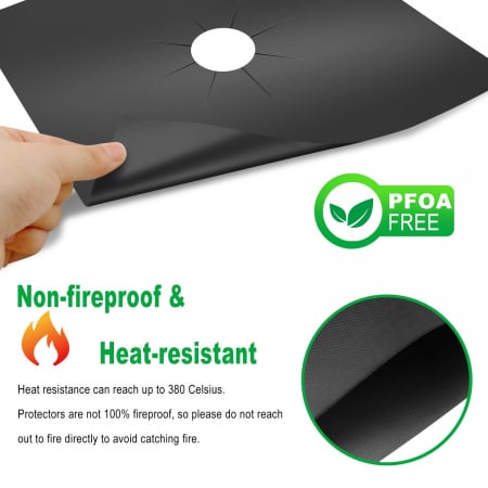 Set 4 folii cu Teflon pentru Protectie Plita sau Aragaz Luxer, Lavabile si Reutilizabile, Negru, 27x27 cm, folie protectie aragaz plita dedeman reutilizabila altex carrefour din teflon auchan ropack inductie perete aragaz ieftin emag altex luxer [11]