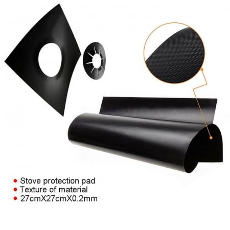 Set 4 folii cu Teflon pentru Protectie Plita sau Aragaz Luxer, Lavabile si Reutilizabile, Negru, 27x27 cm, folie protectie aragaz plita dedeman reutilizabila altex carrefour din teflon auchan ropack inductie perete aragaz ieftin emag altex luxer [10]