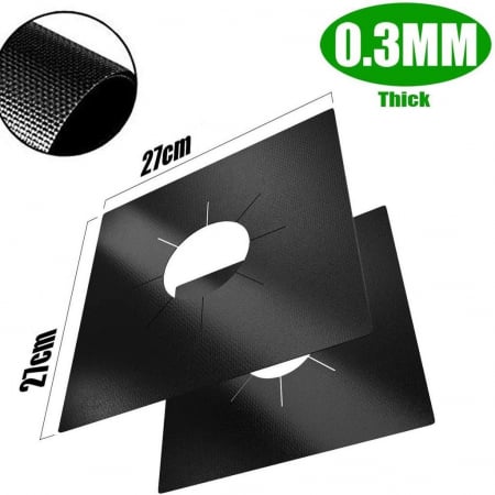 Set 4 folii cu Teflon pentru Protectie Plita sau Aragaz Luxer, Lavabile si Reutilizabile, Negru, 27x27 cm, folie protectie aragaz plita dedeman reutilizabila altex carrefour din teflon auchan ropack inductie perete aragaz ieftin emag altex luxer [12]