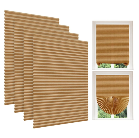 Set 4 Jaluzele Plisate cu Sistem de Prindere Autoadeziv Luxer, Dimensiuni 90x180 cm, Nude, jaluzele geamuri mansarda rulou dedeman velux leroy merlin pentru ferestre interior hornbach ieftine luxer [0]