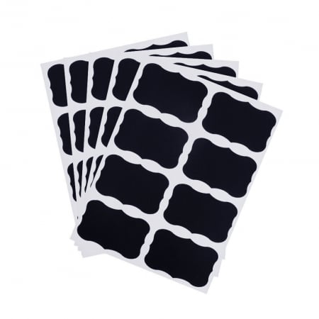 Set 40 Etichete Autoadezive Negre + 1 Marker cu Vopsea Alba, 5 Folii, 16x12 cm, Luxer, etichete vintage borcane miere, pentru condimente, dulceata, zacusca, bibliorafturi, marturii, botez autocolante ieftine dedeman emag luxer [8]
