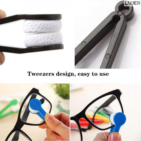 Set 5 Instrumente Compacte pentru Curatarea Ochelarilor, Capete din Microfibra SoftTouch, Forma de Cleste, Dimensiuni: 7 x 2 cm, Multicolor, Luxer, cleste tip laveta pentru stergerea lentilelor ochelarilor emag luxer [3]
