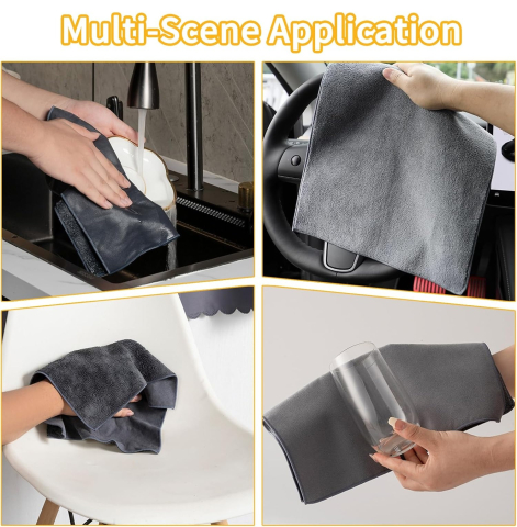 Set 5 lavete magice din microfibra Luxer, 30x30 cm, super absorbante, pentru curățenie generală, bucătărie, baie, geamuri, mobilier și mașină, gri, reutilizabile. [3]