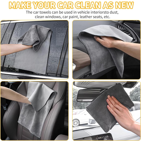 Set 5 lavete magice din microfibra Luxer, 60x30 cm, super absorbante, pentru curățenie generală, bucătărie, baie, geamuri, mobilier și mașină, gri, reutilizabile. [6]