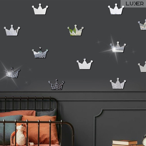 Oglinzi Acrilice  Decorative - Set 50 Oglinzi Acrilice Autoadezive Luxer, Model Stea cu 4 Colturi, Dimensiuni 5x5 cm, Oglinda Decorativa Perete/Mobila pentru Hol Living Baie, Silver