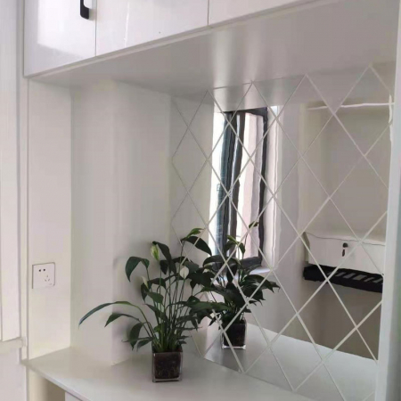 Set 58 Oglinzi Acrilice Autoadezive Luxer,100x100 cm, Model Romb, Oglinda Decorativa Perete/Mobila pentru Hol Living Baie, Autocolante, Silver, oglinzi decorative pentru perete rotunde model bulina pentrun hol living ieftine din acril rezistente ikea jumbo hornbach luxer [3]
