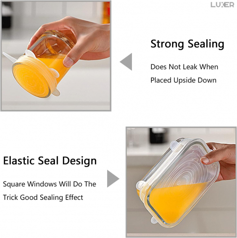 Set 6 Capace din Silicon Pentru Boluri, Vase sau Alte Recipiente, Flexibile, Reutilizabile, Transparent, Luxer [11]