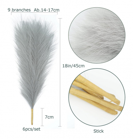 Set 6 Fire Iarba de Pampas Artificiala Din Matase Pentru Decoratiuni Casa, Birou sau Evenimente, Alb, Gri, Bej, Roz, Luxer, plante/flori decorative ornamentale, ornament interior, frunze decor pentru botez/nunta dedeman jysk leroy luxer [11]