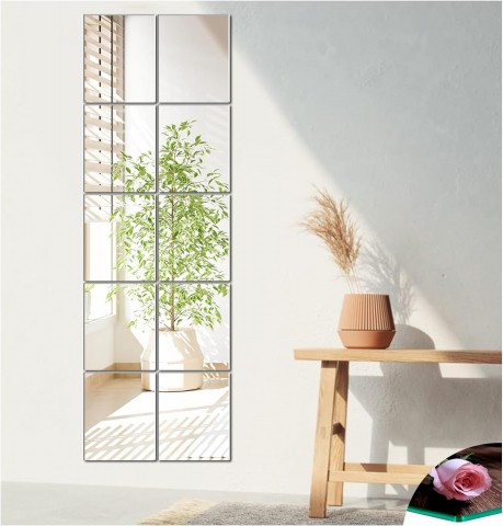 Set Oglinzi Acrilice Autoadezive Luxer, Model Dreptunghi, Dimensiuni 15x10 cm, Silver,  oglinda acrilica perete mare decortiva dedeman dormitor rama ikea baie dedeman jysk ieftin pret emag mobexpert moderne ieftine leroy merlin autocolant dreptunghi luxer [2]