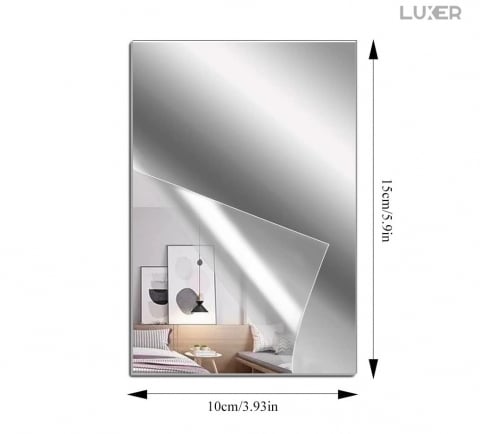 Set Oglinzi Acrilice Autoadezive Luxer, Model Dreptunghi, Dimensiuni 15x10 cm, Silver,  oglinda acrilica perete mare decortiva dedeman dormitor rama ikea baie dedeman jysk ieftin pret emag mobexpert moderne ieftine leroy merlin autocolant dreptunghi luxer [12]
