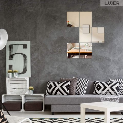 Set Oglinzi Acrilice Autoadezive Luxer, Model Dreptunghi, Dimensiuni 15x10 cm, Silver,  oglinda acrilica perete mare decortiva dedeman dormitor rama ikea baie dedeman jysk ieftin pret emag mobexpert moderne ieftine leroy merlin autocolant dreptunghi luxer [1]