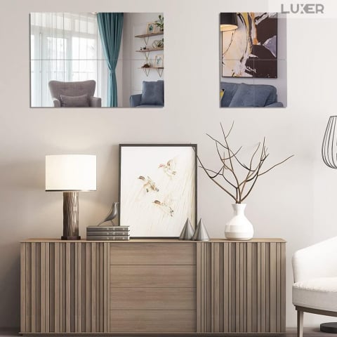 Set Oglinzi Acrilice Autoadezive Luxer, Model Dreptunghi, Dimensiuni 15x10 cm, Silver,  oglinda acrilica perete mare decortiva dedeman dormitor rama ikea baie dedeman jysk ieftin pret emag mobexpert moderne ieftine leroy merlin autocolant dreptunghi luxer [4]