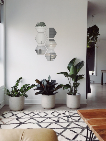 Casa, Gradina & Bricolaj - set-6-oglinzi-acrilice-autoadezive-hexagon-silver-luxer-ibs0097