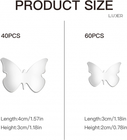Set 100 Oglinzi Acrilice Autoadezive Luxer, Model Fluturasi, 40 Buc 4x3 cm si 60 Buc 3x2 cm, Silver labute caini fluturasi oglinzi decorative de perete oglinda hol oglinzi dedeman pentru camera din acril decorativa ikea decor mobexpert jysk emag dormitor living autoadezive oglinda aurie moderne rezistente auriu [10]